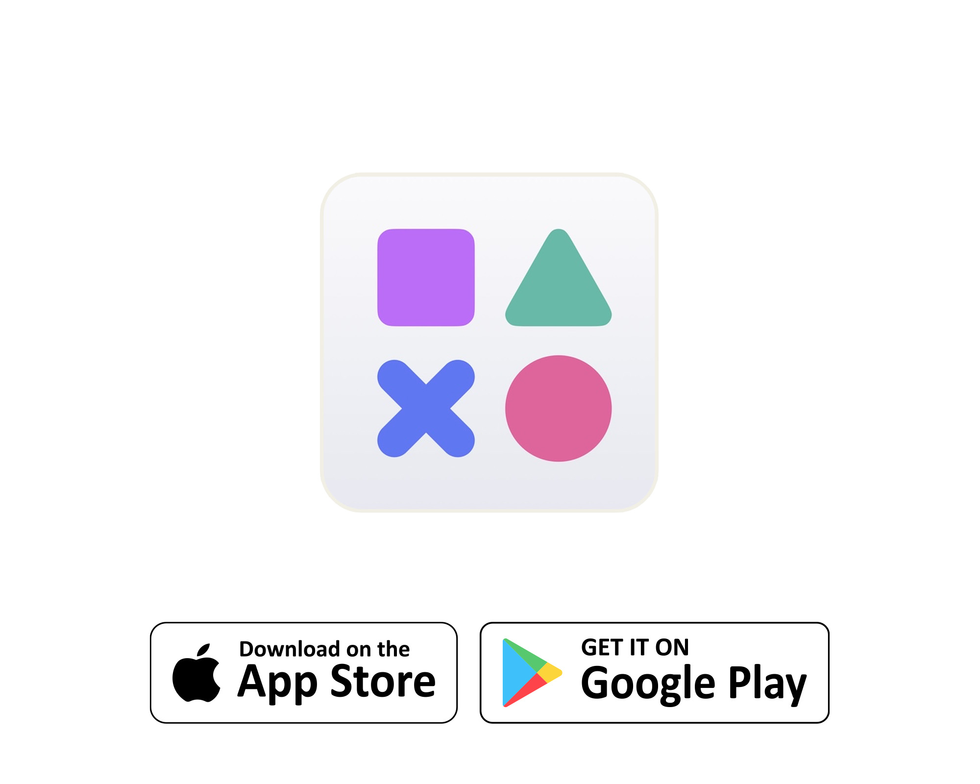 PlayStation Family-ikon med fire fargede symboler, og knapper for nedlasting fra App Store og Google Play.